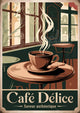 Affiche Délice Art Déco tasse fumante Café