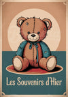 Affiche ours en peluche cousu rétro Les Souvenirs d'Hier