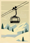 Affiche téléphérique paysage montagneux enneigé