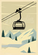 Affiche téléphérique paysage montagneux enneigé