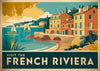 Affiche Côte d'Azur bâtiments côtiers et voiliers