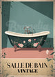 Affiche Baignoire fleurie style Art déco rétro