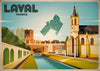 Affiche Laval France canal et église style Art déco