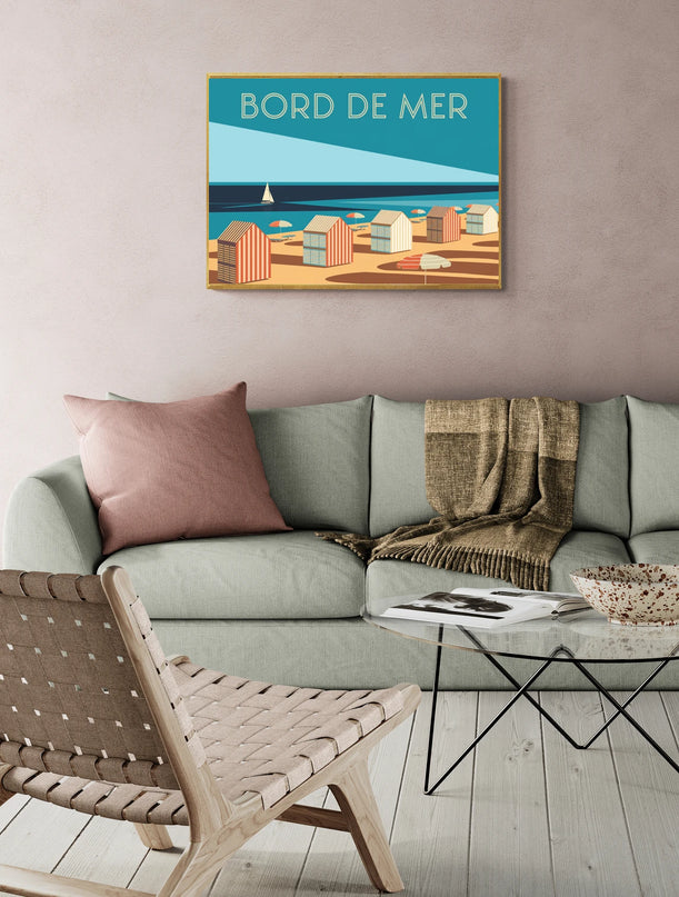 affiche rétro bord de mer