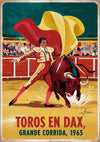 Affiche Toros en Dax 1965 torero cape taureau arène