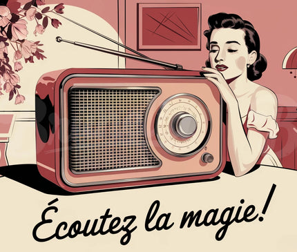 Affiche radio transistor rétro