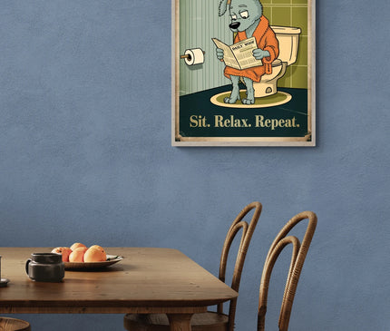 affiche humour salle de bain vintage