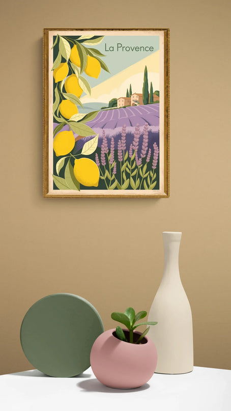 Affiche citron et lavande vintage