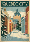 Affiche Québec City hiver neige et cathédrale