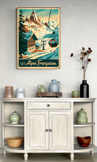 Affiche station de ski alpine années 1930 Les Alpes françaises