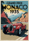 Affiche Grand Prix Monaco 1935 voiture de course