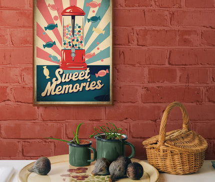 Affiche distributeur bonbons vintage