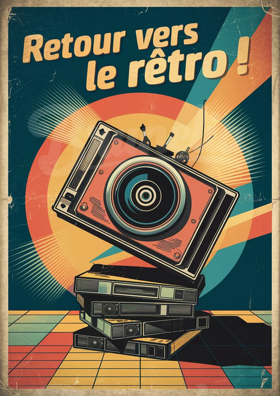Affiche vintage magnétoscope rétro 1