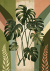 Affiche Monstera Décoratif Art Déco Rétro