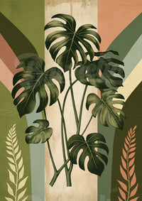 Affiche Monstera Décoratif Art Déco Rétro