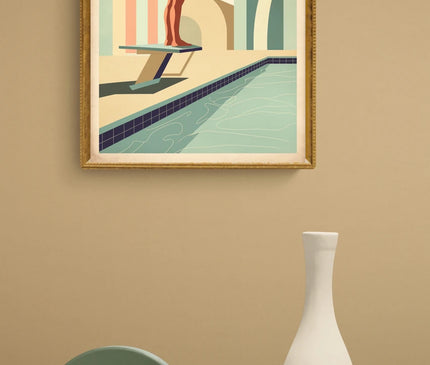 Affiche plongeoir rétro