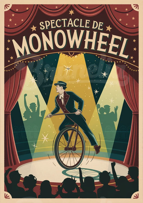 Affiche vintage monocycle et spectacle