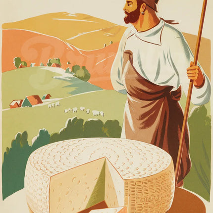 Affiche vintage fromage de brebis basque