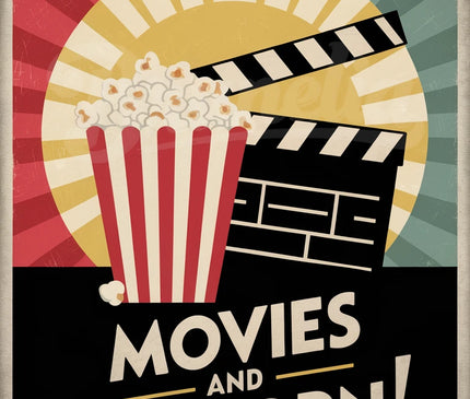 Affiche cinéma et pop-corn rétro