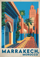 Affiche Marrakech médina marocaine style Art Déco