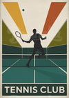 Affiche joueur de tennis court vert style Art déco