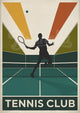Affiche joueur de tennis court vert style Art déco