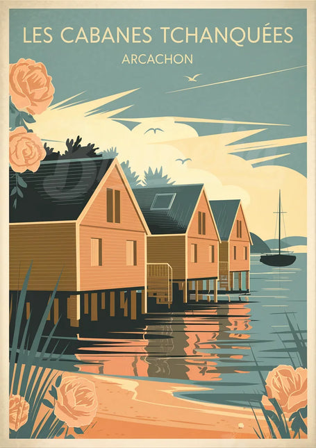 affiche arcachon vintage