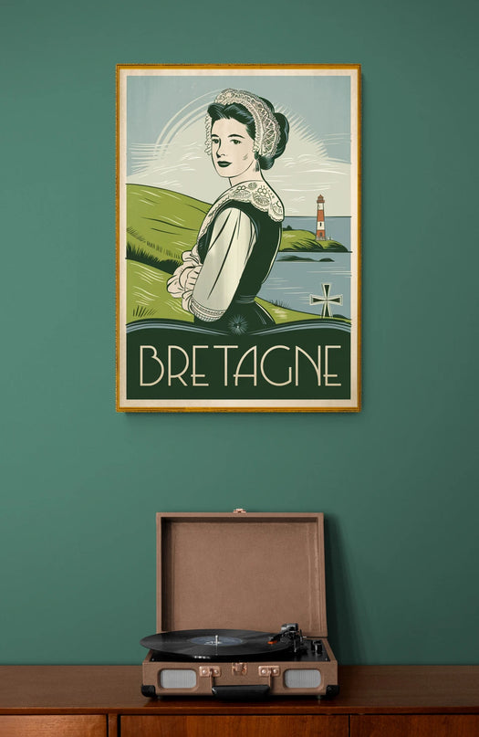 Affiche vintage coiffe bretonne