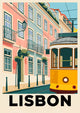 Affiche Tramway jaune et architecture colorée Lisbonne