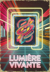 Affiche néon années 80 avec formes abstraites colorées
