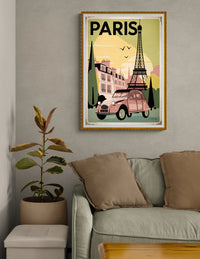 Affiche Citroën 2CV Tour Eiffel Art déco Paris