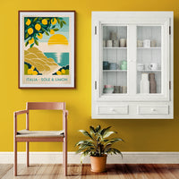 Affiche Soleil et citrons style Art Déco Italie