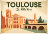 Affiche Ville Rose style Art Déco Toulouse