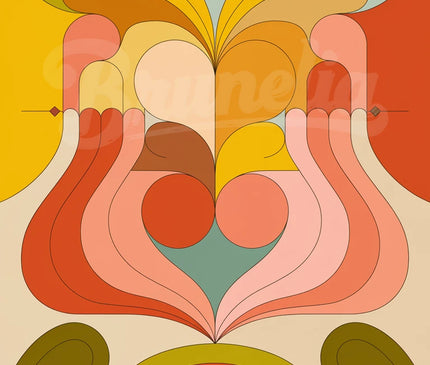 Affiche vintage formes abstraites et palette vive