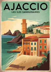 Affiche Ajaccio Îles Sanguinaires style Art déco