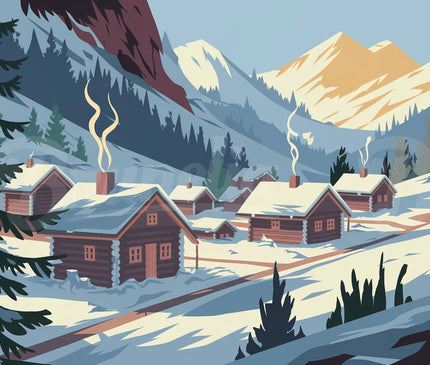affiche village montagnard vintage