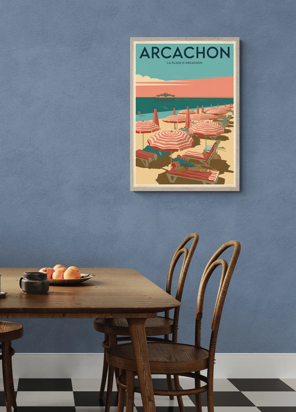 affiche retro arcachon