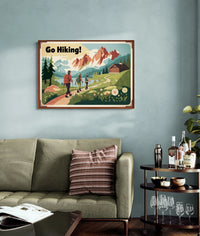 Affiche invitation à la randonnée en montagne vintage