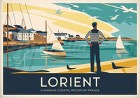 Affiche Lorient marin et voiliers côte bretonne