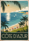 Affiche Côte d'Azur style rétro Art Déco