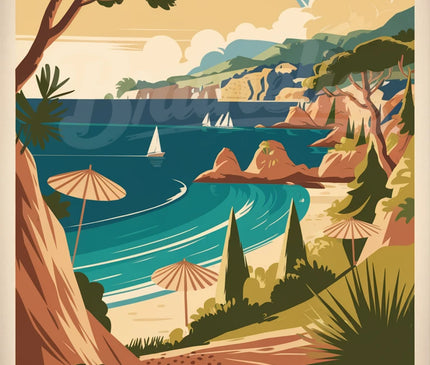Affiche vintage mer Méditerranée Côte d’Azur