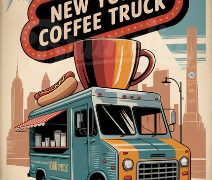 Affiche vintage food truck new-yorkais