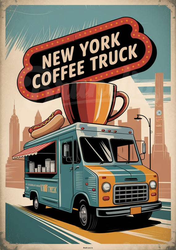 Affiche vintage food truck new-yorkais