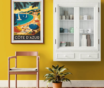 Affiche vintage ambiance estivale Côte d’Azur