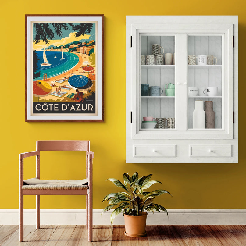 Affiche vintage ambiance estivale Côte d’Azur