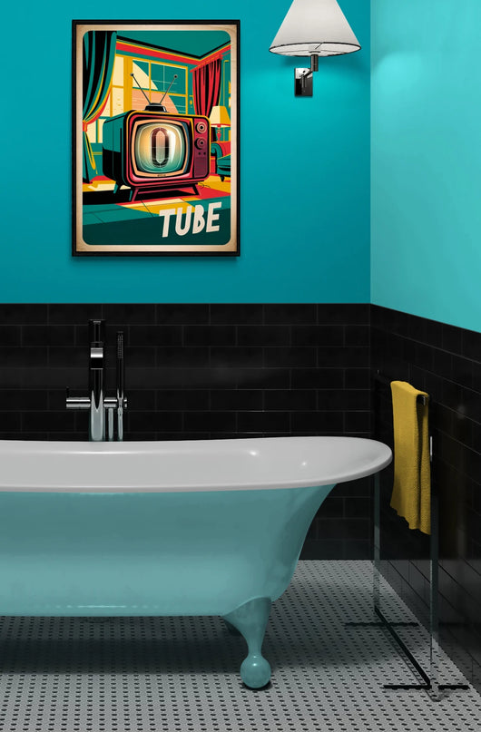 Affiche téléviseur à tubes vintage
