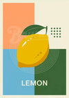 Affiche minimaliste au citron jaune géométrique rétro