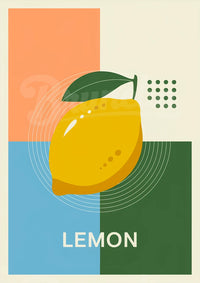 Affiche minimaliste au citron jaune géométrique rétro