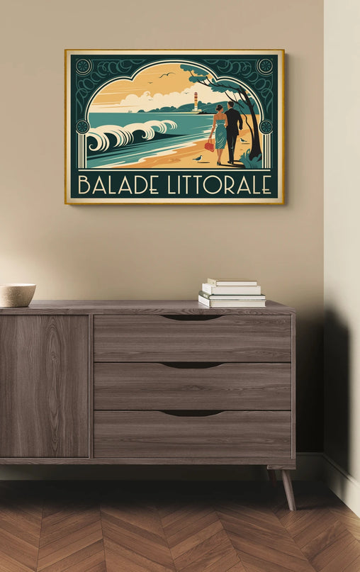 Affiche balade littorale rétro