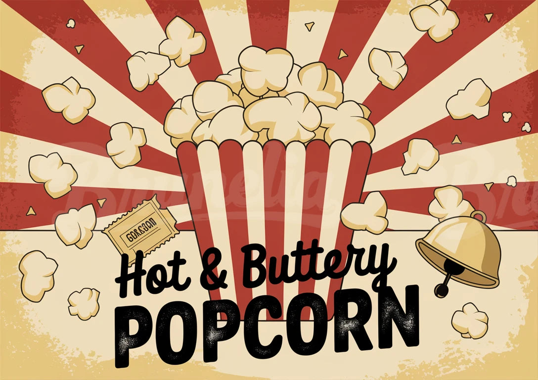Affiche vendeur pop-corn vintage